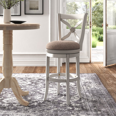 Swivel Upholstered Counter Stool with Solid Wood Frame