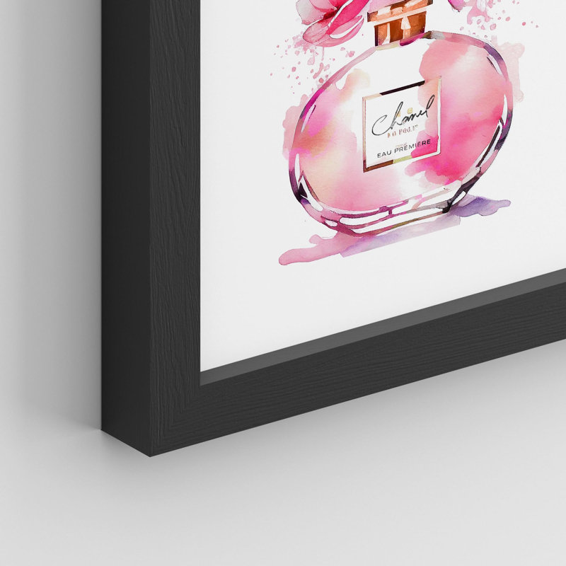 Flacons de parfum français encadrés sur papier, impression de 4 pièces, H 16 po x l 12 po, Noir