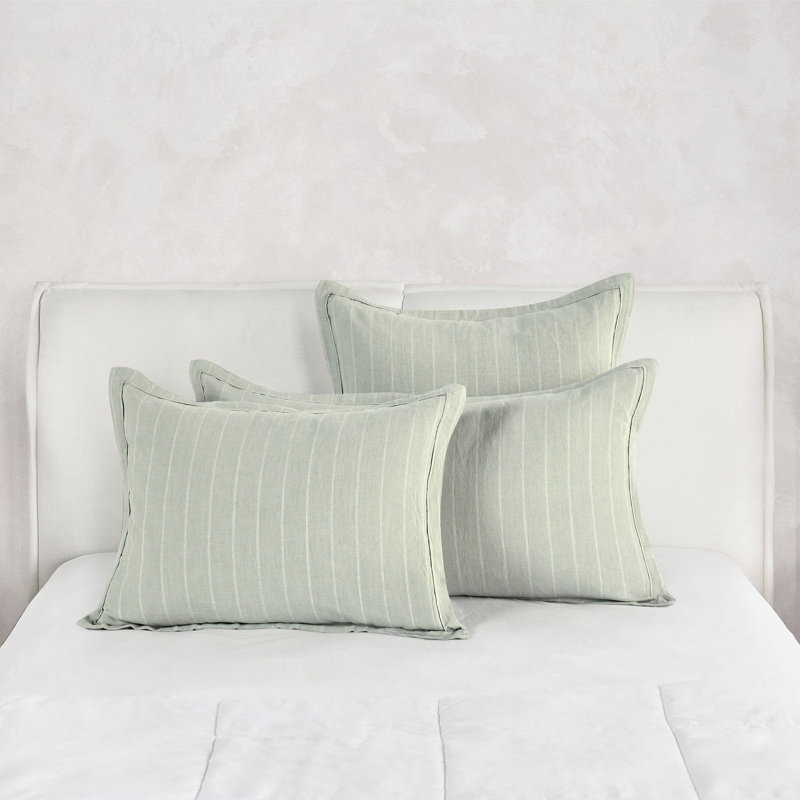 Kingston 100% Linen Euro Sham by Kosas Home, Ivory, Euro Sham, Sage Green