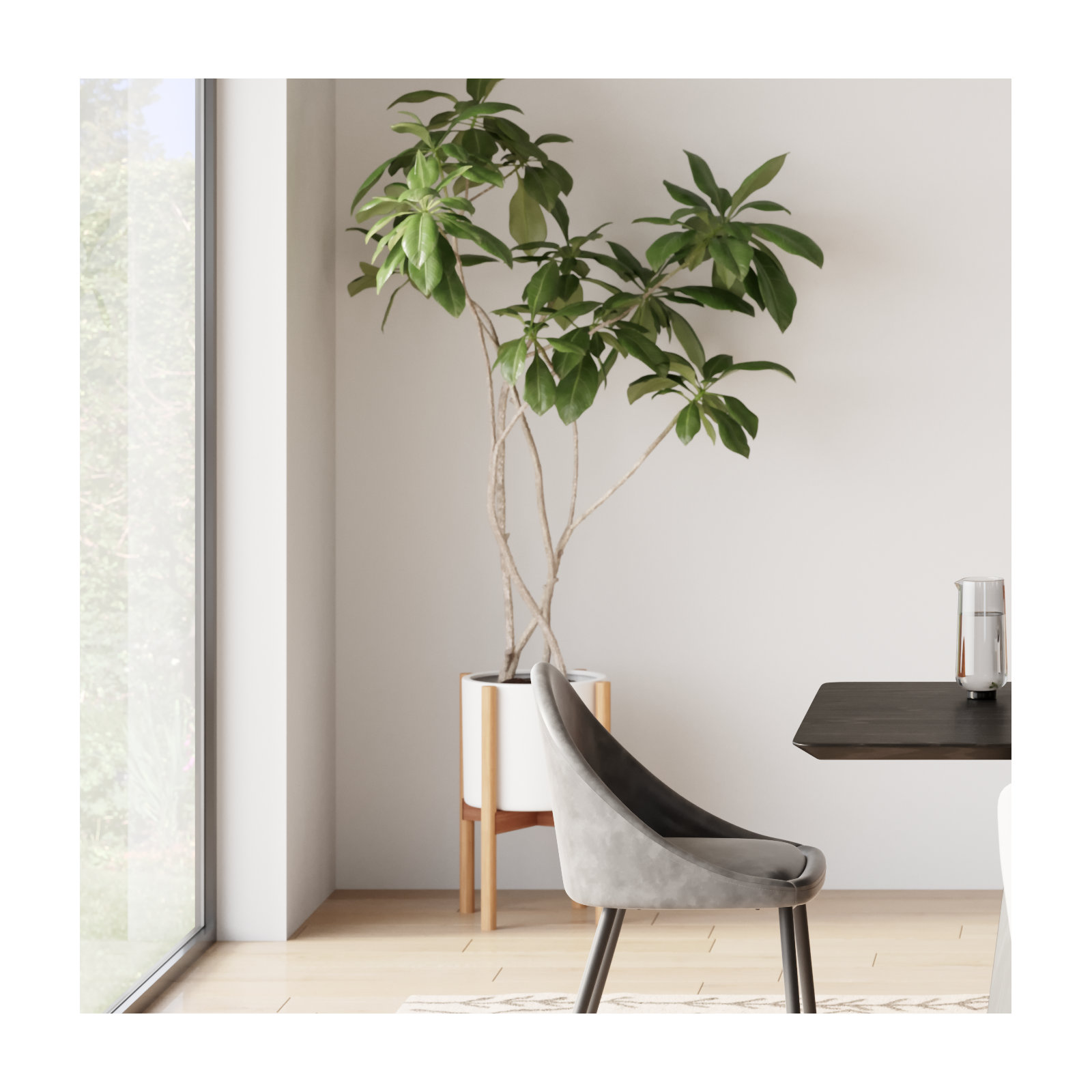 Dominic Pot Planter, White/Special Walnut