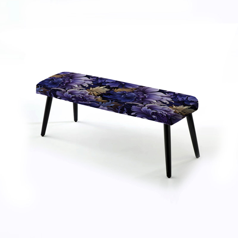 Banc rembourré noir, Mystique mauve, chuchotement floral
