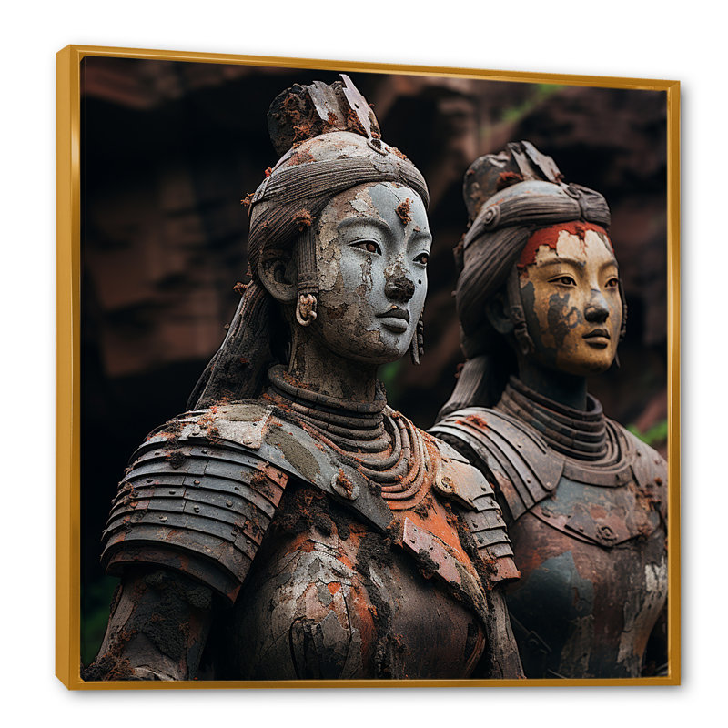 «China Terracotta Warriors 3», art mural sur toile, H 16 po x l 16 po x P 1 po, Cadre flottant doré