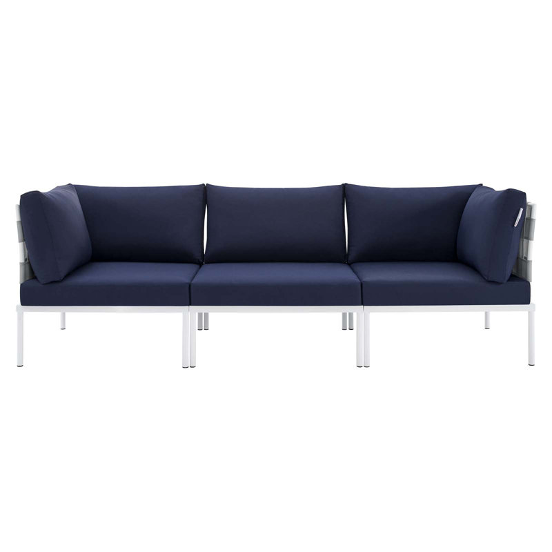 Harmony Sunbrella Outdoor Patio Aluminum Sofa by Modway, Navy Sunbrella®