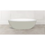 Barcelona 70.875" x 34.125" Freestanding Soaking Bathtub in Volcanic Limestone with Overflow Hole