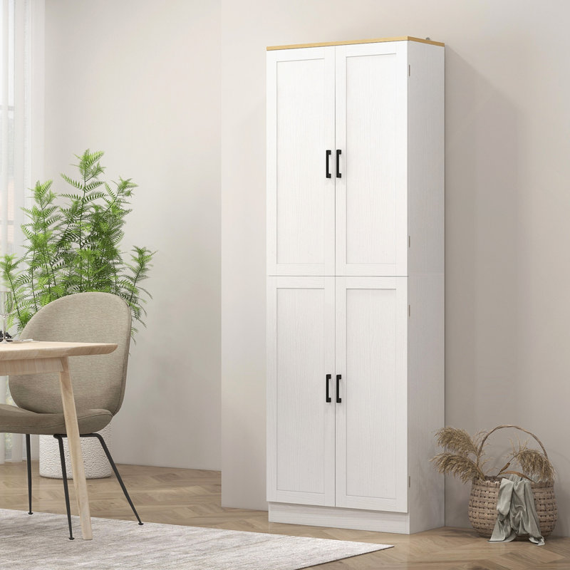 Garde-manger autoportant 67 po, armoire de rangement à 4 portes avec tablettes réglables, armoire de cuisine avec portes et tablettes
