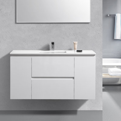 Ensemble de meuble-lavabo mural simple 48 po Layla-Mae