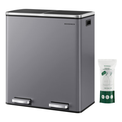Steel Step On Multi-Compartment Rubbish & Recycling Bin - 60L
