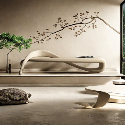 Banc long rembourré en cuir Elegant