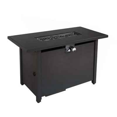 42" Smoked Glass Metal Rectangle Fire Pit