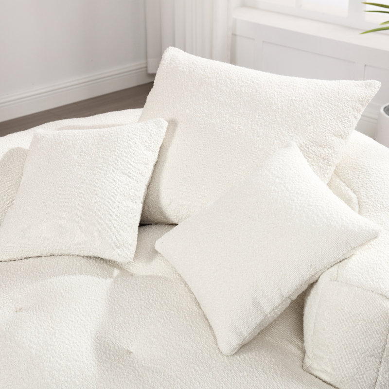 Fauteuil éponge Fluffy Modern Chenille, sans assemblage, convient aux pièces, housse lavable, rembourrage à haute résilience, design, efficacité de l'espace, trois coussins décoratifs assortis, fabrication robuste, assemblage