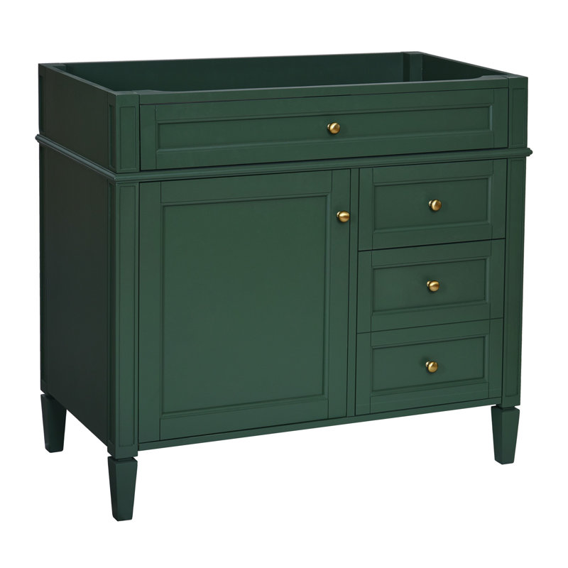 Meuble-lavabo 36 po sans lavabo supérieur, Vert, Doré