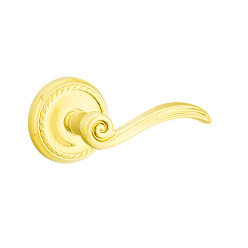 Elan Double Dummy Door Lever, Right, Bright Brass