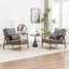 Ensemble de 2 fauteuils rembourrés en bois massif Rayn-47166220