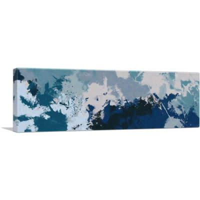 Bleu sarcelle / bleu marine / beige / bleu bébé - reproduction d'art sur toile panoramique
