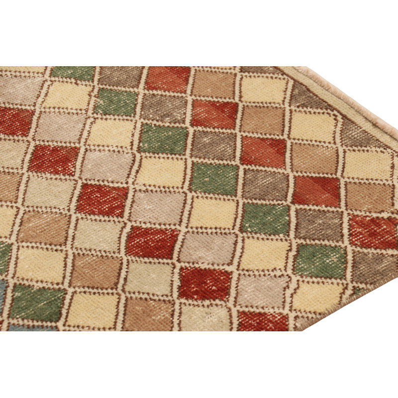 Vintage Turkish Runner, Mosaic-Inspired Multicolor Geometric Design - Rug & Kilim