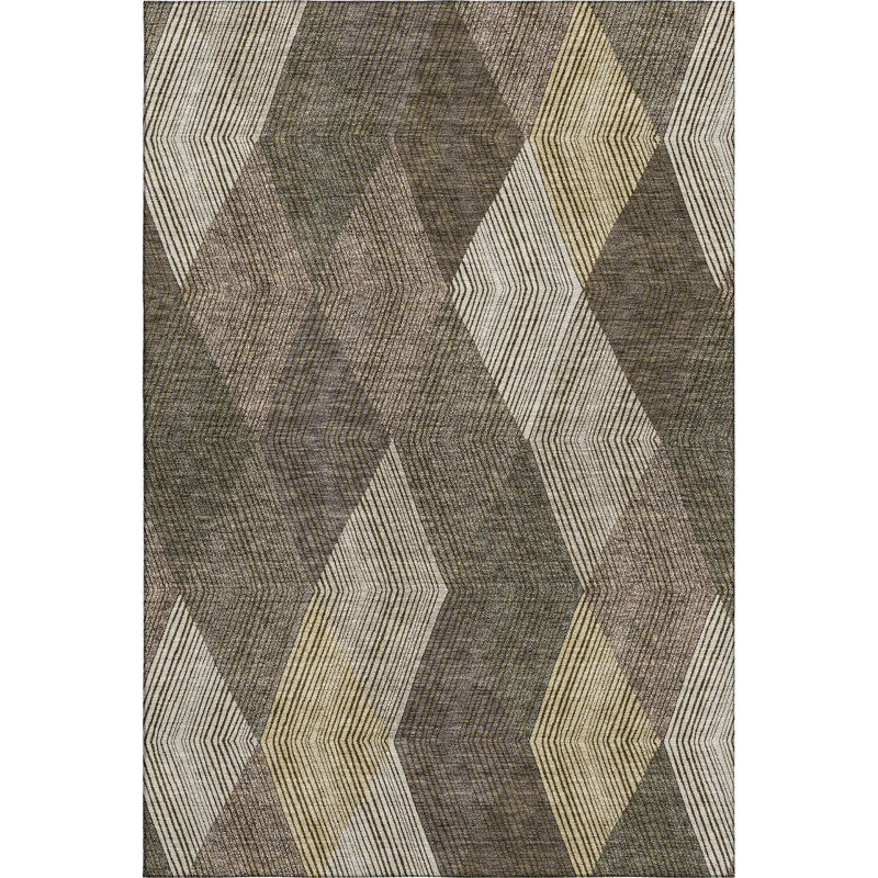 Premium Machine Washable Prisco Brown Rug, Rectangle 5' x 7'6"