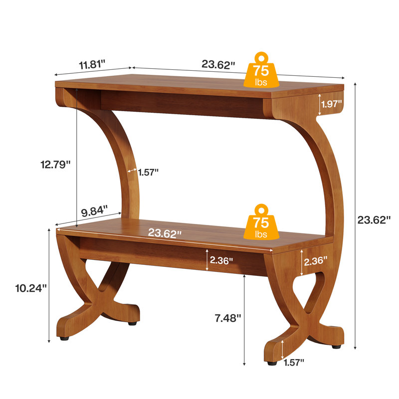 Solid Wood Cross Legs End Table, 2