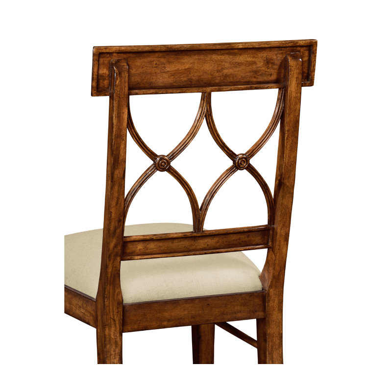 Upholstered Dining Chair, Tan, Antique Mahogany