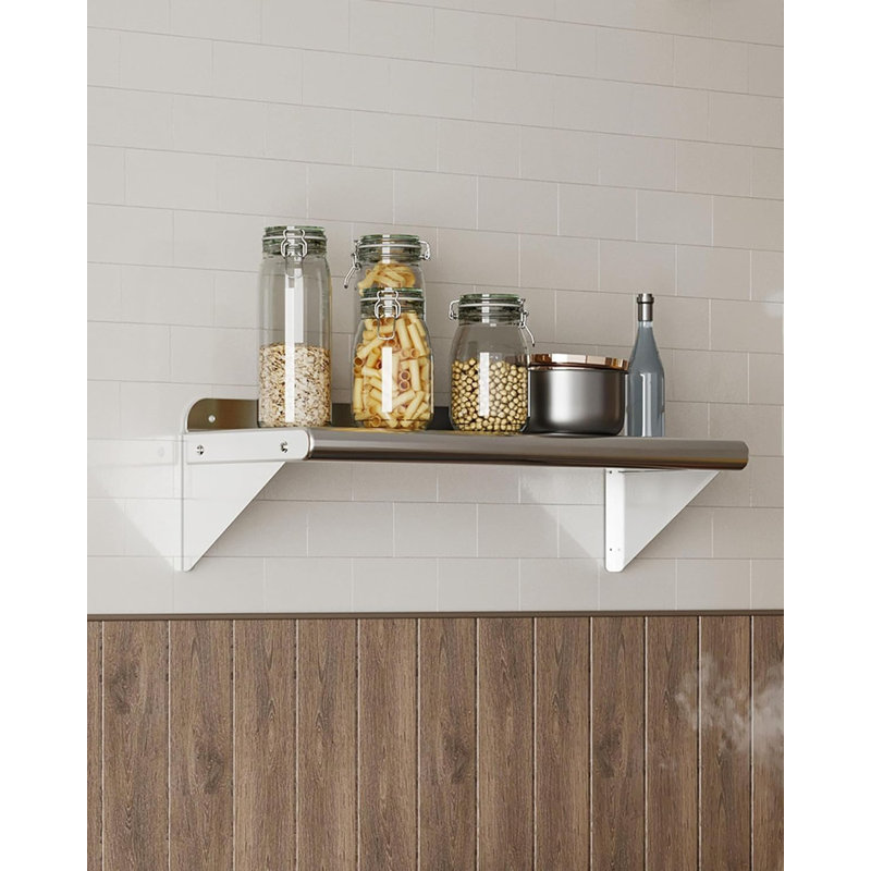 Stainless Steel Wall Mounted Shelving Unit, 30.48" H x 91.44" W x 30.48" D