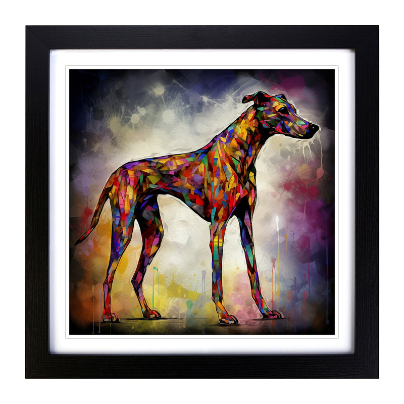 Greyhound Dog Abstract No.2 - Framed Print, Black
