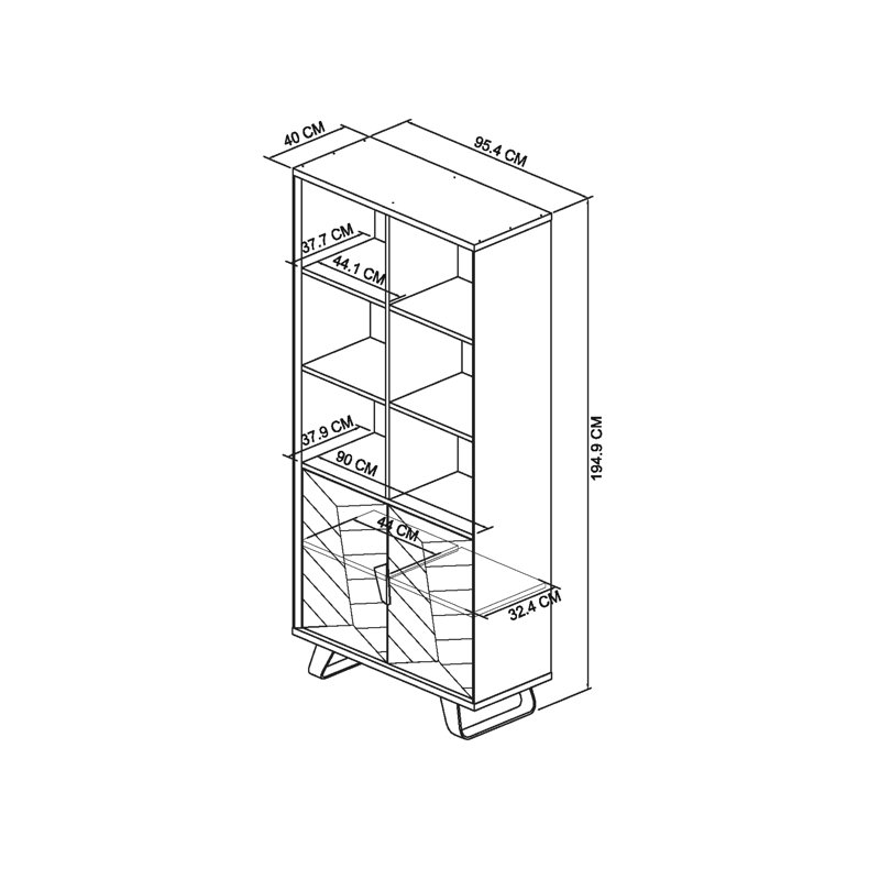 Ashlar 196 cm H x 95 cm W Standard Bookcase, Brown/Black