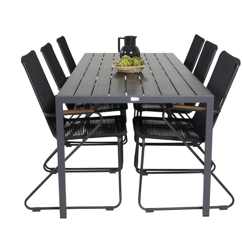 Hiran 6 - Person Patio Dining Set Rectangular Table