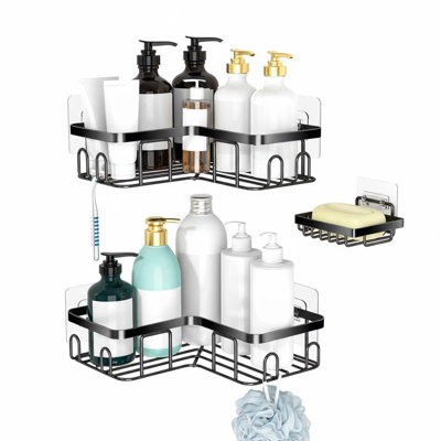 Panier de douche en coin avec porte-savon mural et porte-savon mural