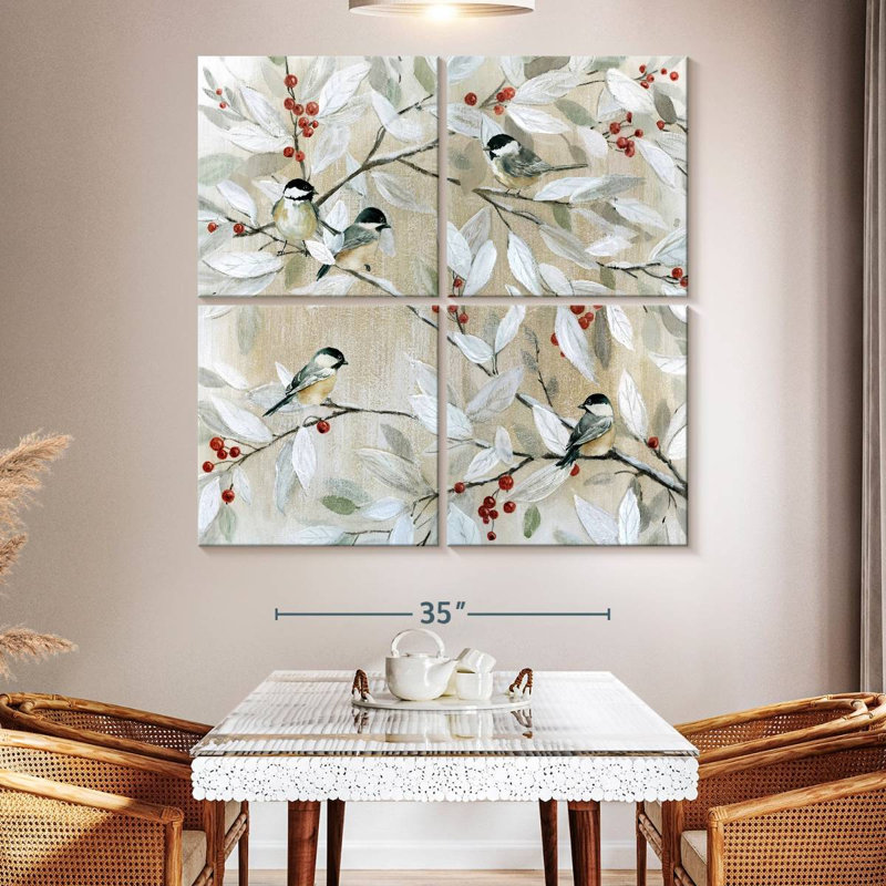 Brampt Winter Chickadees, 50" H x 50" W