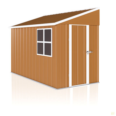 8X4 FT Heavy-Duty Metal Storage Shed With Double Doors, Windows & Ventilation - Weatherproof Outdoor Garden Shed For Backyard, Lawn And Tool Organization