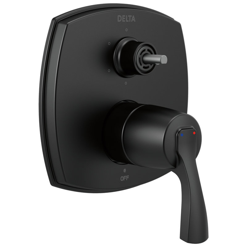 14 Series Integrated Diverter Trim with Six Function Diverter Less Diverter Handle, Black