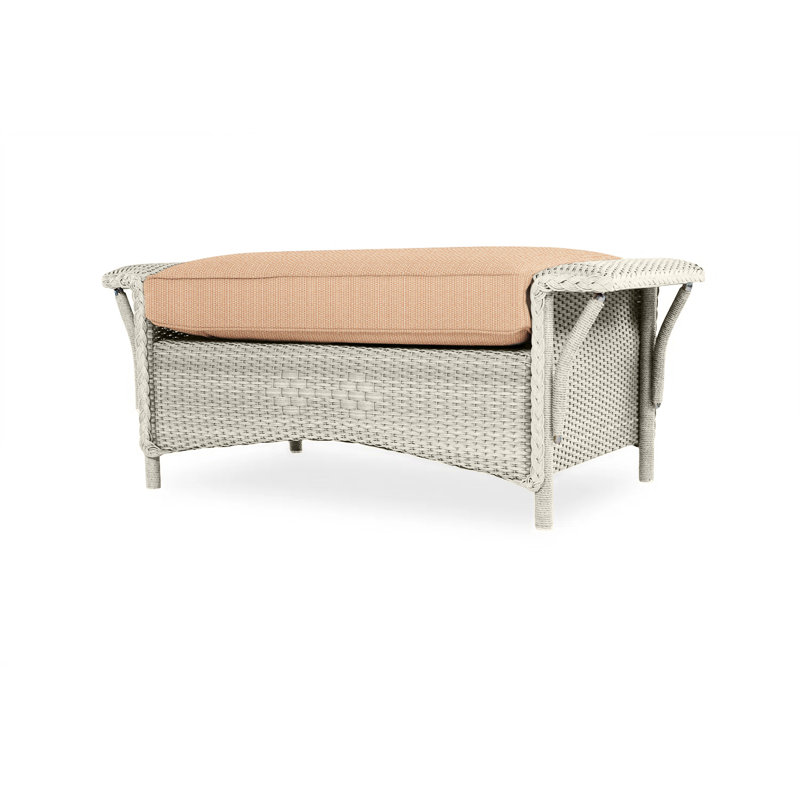 Nantucket Outdoor Ottoman, Flagship Lapis Sunbrella®, Linen