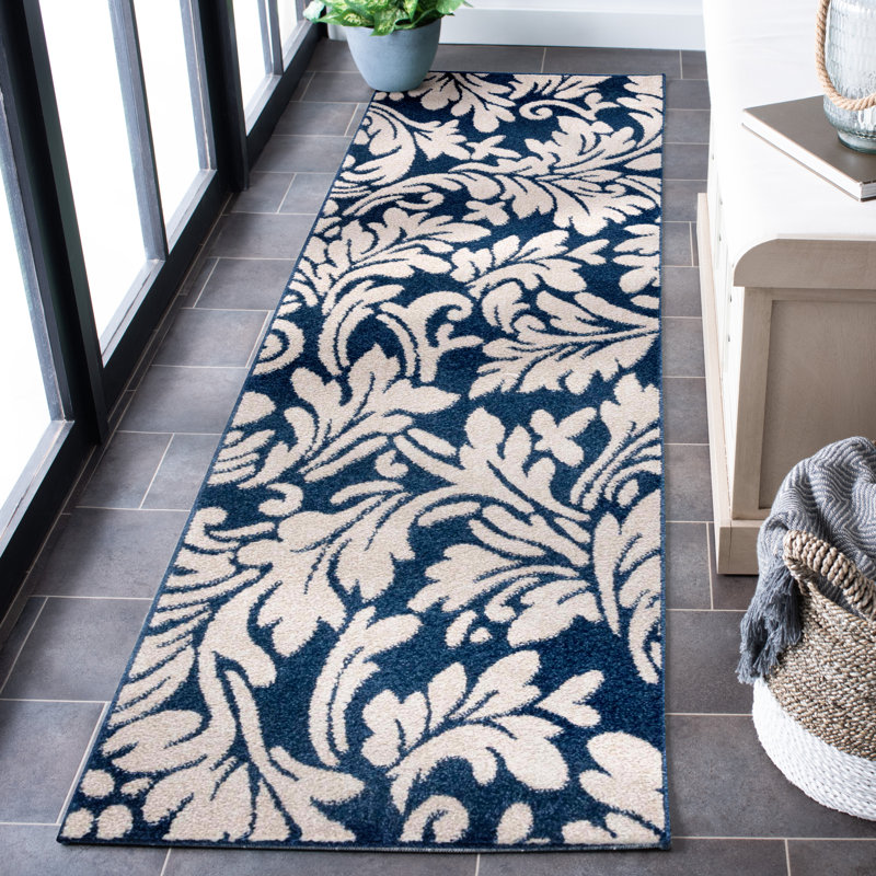 Ammundsen Floral Navy/Ivory Area Rug, Runner 2'3" x 7'