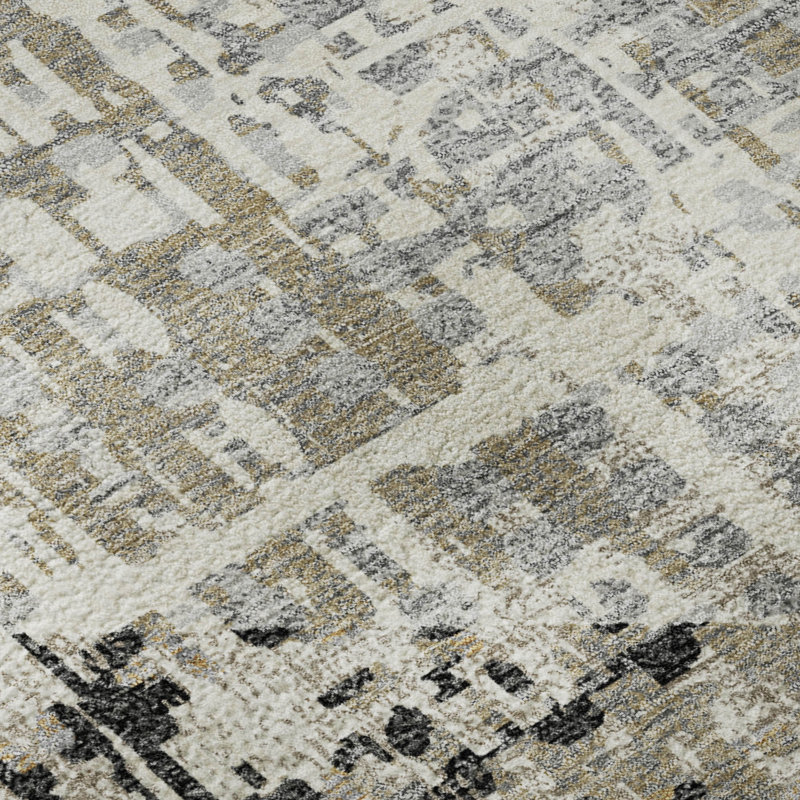 Premium Machine Washable Mayfield AMF2116 Geometric Rug, 3' x 5', Black