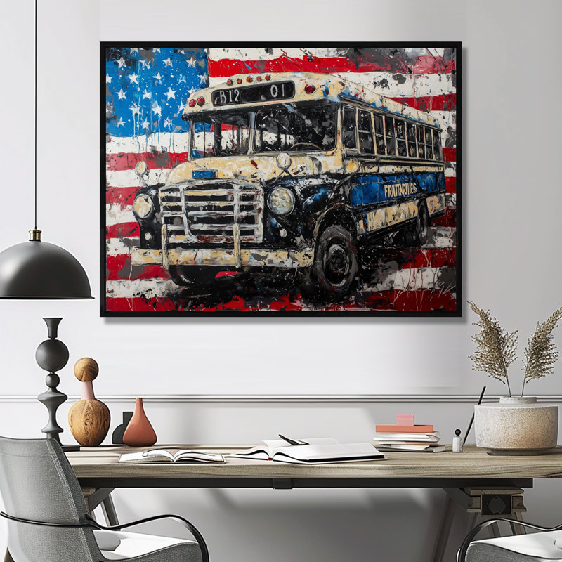 Art mural Kyston - Patriotist des États-Unis, Noir, H 12 po x l 20 po, Reproduction avec cadre flottant