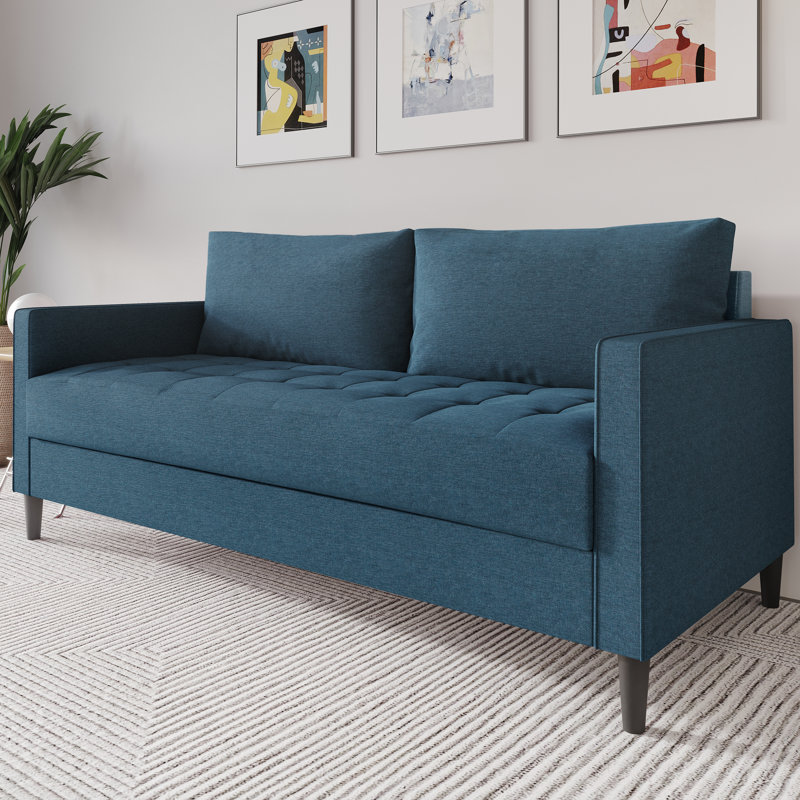 Canapé à accoudoirs carrés 74,60 po Newquay, 100 % polyester bleu