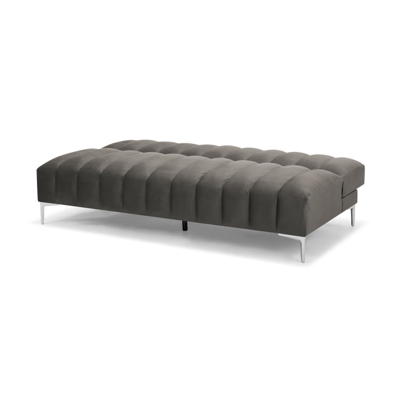 Camille 3 Seater Sofa Bed in Velvety Fabric, Mink Grey Velvet