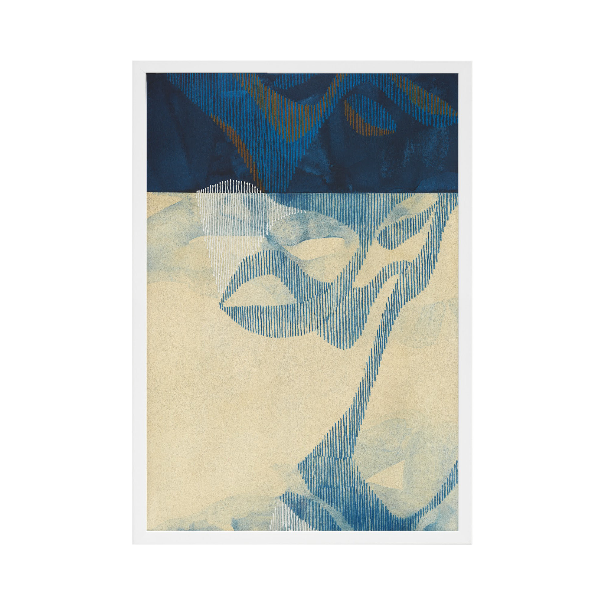 Far North 3 by Jacques Pilon, White Framed, 38" H x 26.5" W x 1.25" D