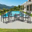  Ensemble de salle à manger 7 pièces pour patio avec parasol, chaises empilables et table pour le jardin, la cour arrière, la piscine