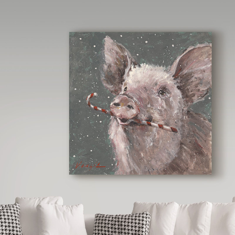 «Teri the Christmas Pig», reproduction d'art sur toile tendue, H 24 po x l 24 po x P 2 po