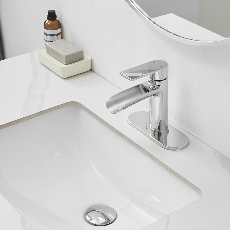 Robinet de salle de bain monocorps et monocommande avec bonde, Chrome