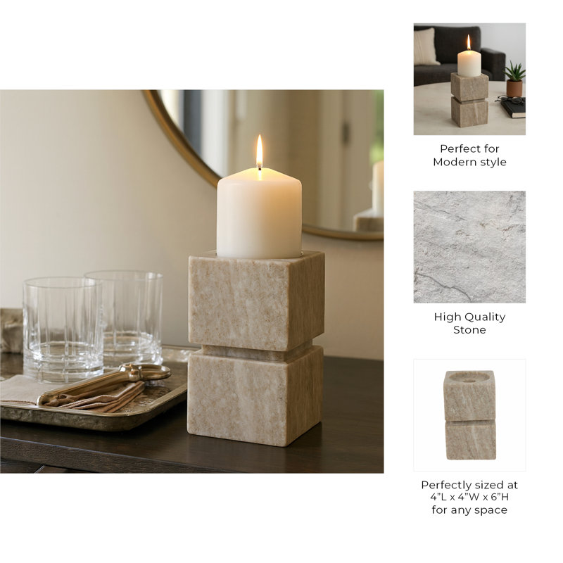 Pillar Candle Holder, 6" H x 4" W x 4" D