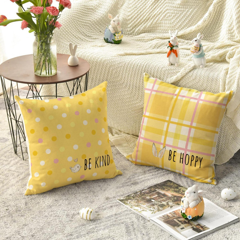  Housse de coussin réversible, Jaune