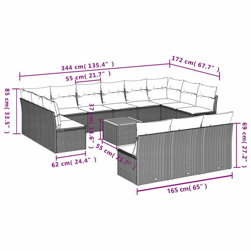 Ensemble de canapé de jardin Vidaxl