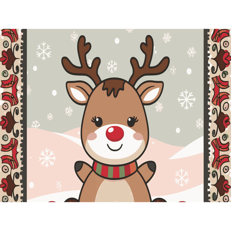 Tapis de vacances d'hiver de Noël lavable The Holiday Aisle®, Rectangulaire 2 pi x 3 pi