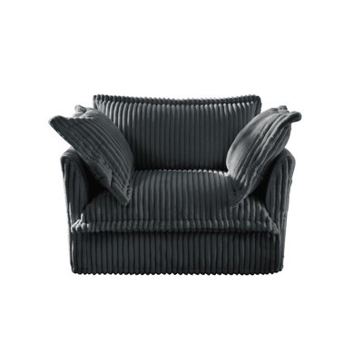 Elegant Design Corduroy Upholstered Slip Covered Armchair With Soft Pillows