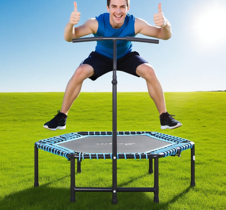 Mini trampoline en acier bleu