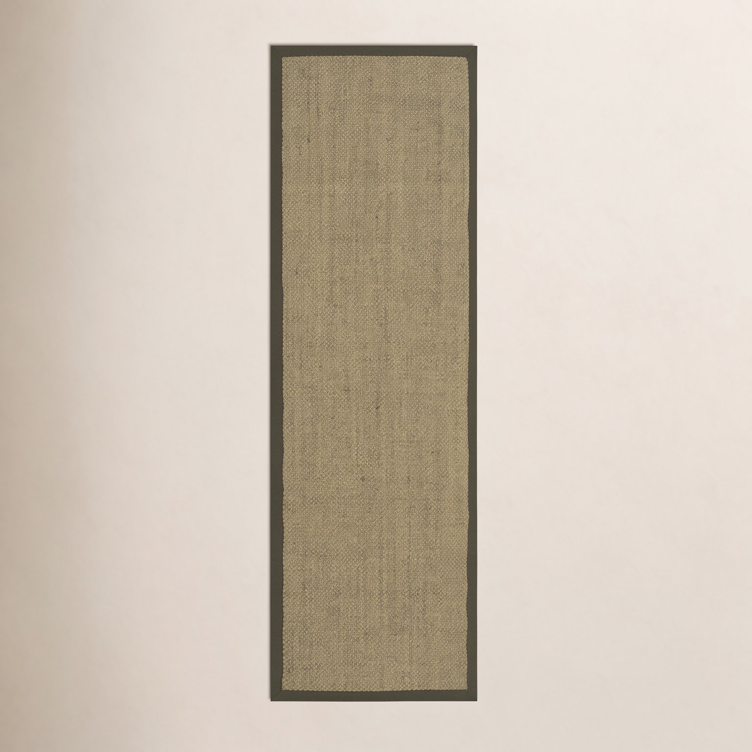 Beige Green Floral Jute Rug, Runner 2'6" x 16'