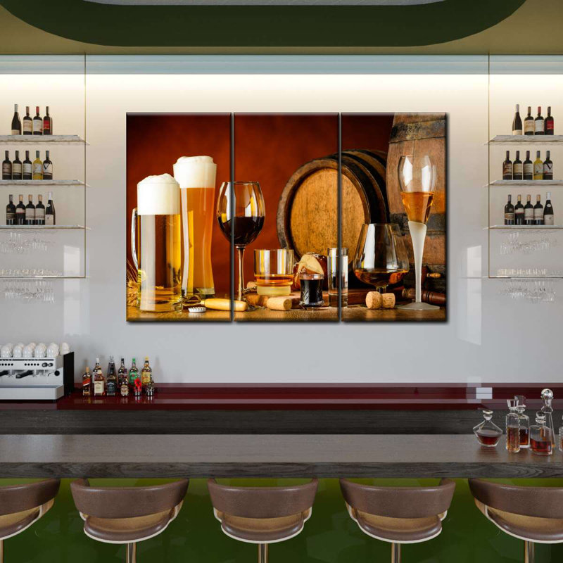 «Wine and Beer Drinks», reproduction d'art sur toile, H 20 po x l 33 po x P 1,25 po