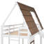 Lit superposé simple en bois avec toit, échelle et glissade, blanc et brun