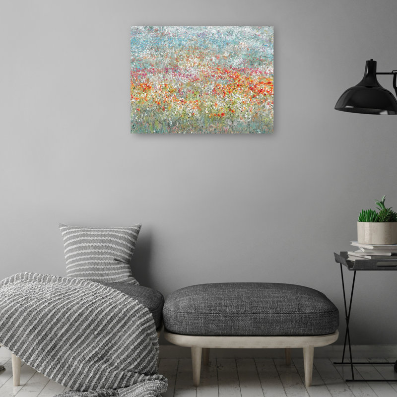 «Flower Field» par Studio Arts, reproduction d'art sur toile, Toile tendue, H 30 po x l 40 po, Sans cadre